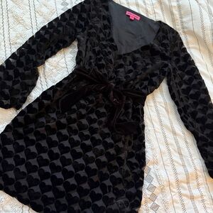 Betsey Johnson Pink Tag Black Velvet Heart Dress XS